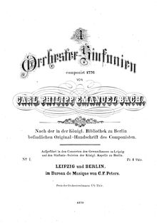 Partition complète, Symphonie, H.663, D Major, Bach, Carl Philipp Emanuel par Carl Philipp Emanuel Bach