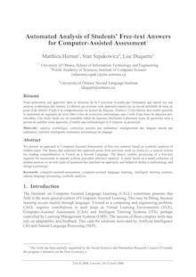 Automated analysis of students  free text answers for computer