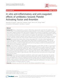 In vitroanti-inflammatory and anti-coagulant effects of antibiotics towards Platelet Activating Factor and thrombin