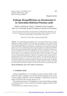 Linkage disequilibrium on chromosome 6 in Australian Holstein-Friesian cattle