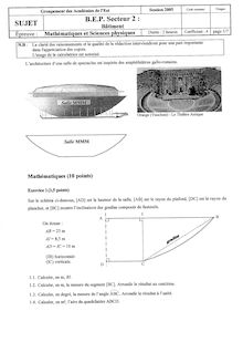 Mathématiques - Sciences physiques 2005 BEP - Techniques du toit