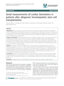 Serial measurements of cardiac biomarkers in patients after allogeneic hematopoietic stem cell transplantation