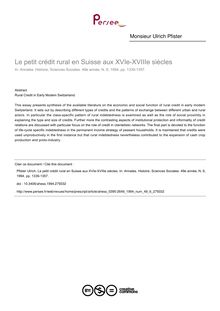 Le petit crédit rural en Suisse aux XVIe-XVIIIe siècles - article ; n°6 ; vol.49, pg 1339-1357