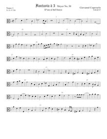 Partition ténor viole de gambe 1, alto clef, Fantasia pour 5 violes de gambe, RC 60