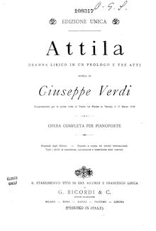 Partition complète, Attila, Verdi, Giuseppe par Giuseppe Verdi