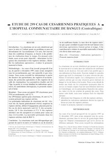ETUDE DE 299 CAS DE CESARIENNES PRATIQUEES  A LHOPITAL COMMUNAUTAIRE DE BANGUI (Centrafrique)