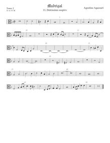 Partition ténor viole de gambe 3, alto clef, Madrigali a 5 voci, Libro 2 par Agostino Agazzari