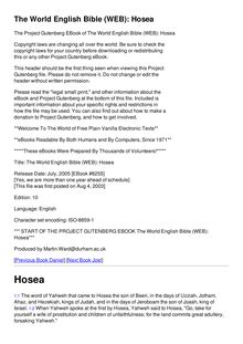 The World English Bible (WEB): Hosea