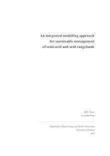 An integrated modelling approach for sustainable management of semi-arid and arid rangelands [Elektronische Ressource] / Alexander Popp