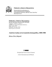 América Latina en la transición demográfica, 1800-1980