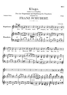 Partition complète, Klage (An den Mond), Lament (To the Moon), Schubert, Franz