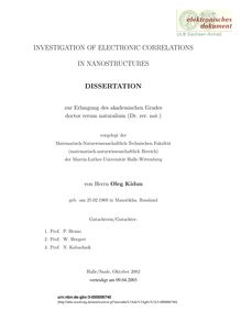 Investigation of electronic correlations in nanostructures [Elektronische Ressource] / von Oleg Kidun