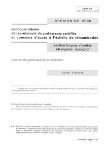 Commentaire guidé assorti d une traduction 2006 CAPES de langues vivantes (Espagnol) CAPES (Interne)