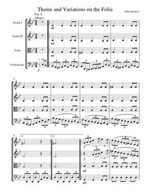 Partition Variation I, Theme et Variations on pour Folia, Pacheco, John Manuel