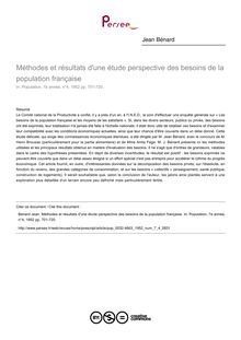 Méthodes et résultats d une étude perspective des besoins de la population française - article ; n°4 ; vol.7, pg 701-720