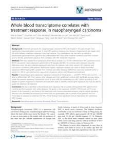 Whole blood transcriptome correlates with treatment response in nasopharyngeal carcinoma