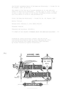 The American Missionary — Volume 39, No. 08, August, 1885