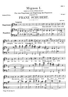Partition complète, Mignon, Schubert, Franz