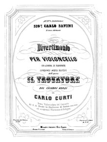 Partition de piano et partition de violoncelle, Divertimento dell opéra Il Trovatore del C. Verdi
