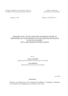 Rapport sur l évolution des rapports entre le ministère de l équipement et Electricité de France dans les champs de la recherche hydraulique