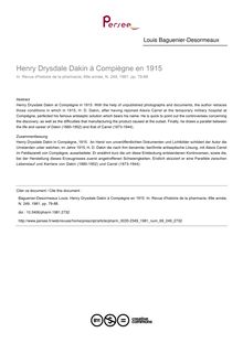 Henry Drysdale Dakin à Compiègne en 1915 - article ; n°249 ; vol.69, pg 79-88