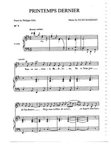 Partition complète (D Major: medium voix et piano), Printemps dernier