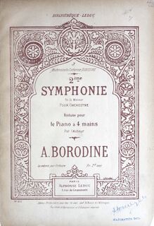 Partition couverture couleur, Symphony No. 2, Borodin, Aleksandr