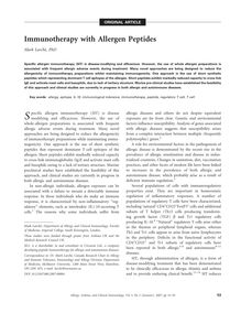 Immunotherapy with Allergen Peptides