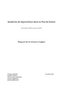 Epidémie de légionellose dans le Pas-de-Calais - Novembre 2003 à janvier 2004 : rapport de la mission d appui