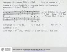Partition complète, Trio Sonata en C major, C major, Graupner, Christoph
