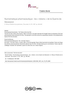 Numismatique pharmaceutique : les « tokens » de la Guerre de Sécession - article ; n°275 ; vol.75, pg 360-364
