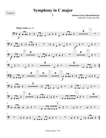 Partition timbales, Symphony No.4, C major, Albrechtsberger, Johann Georg