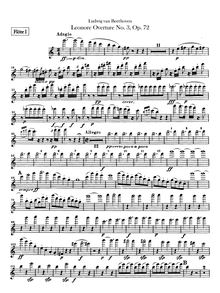 Partition flûte 1, 2, Leonora Overture No. 3, C major, Beethoven, Ludwig van