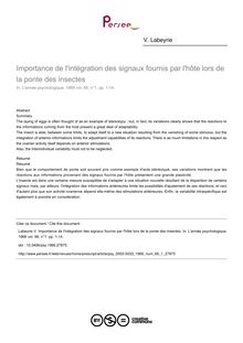 Importance de l intégration des signaux fournis par l hôte lors de la ponte des insectes - article ; n°1 ; vol.66, pg 1-14