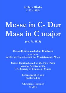 Partition complète (A4 format), Messe en C-Dur, Rieder, Ambros