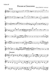 Partition violon III , partie, Pavane et Chaconne en G minor, Pavan and chacony in g