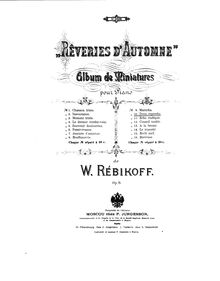 Partition , Doux reproche, Rêveries d’automne, Op.8, Album de Miniatures