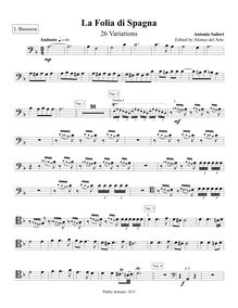 Partition basson 1, 26 Variations on La Folia di Spagna, D minor