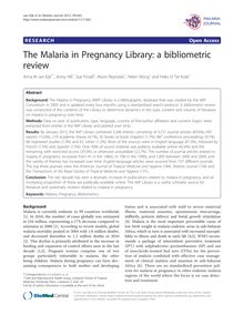 The Malaria in Pregnancy Library: a bibliometric review