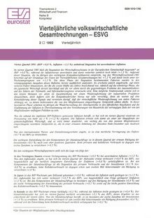 Vierteljährliche volkswirtschaftliche Gesamtrechnungen - ESVG. 2/1992 Vierteljährlich