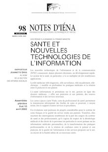 SANTE ET NOUVELLES TECHNOLOGIES DE L INFORMATION