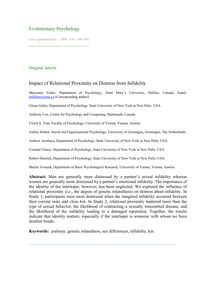 Impact of relational proximity on distress from infidelity