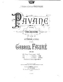 Partition Pavane par Gabriel Fauré