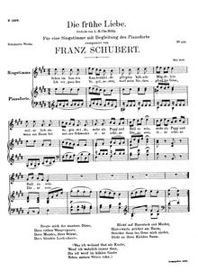 Partition complète, Die frühe Liebe, D.430, Early Love, Schubert, Franz
