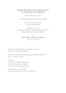 Fräissé-Hrushovski predimensions on nilpotent Lie algebras [Elektronische Ressource] / Andrea Amantini. Gutachter: Andreas Baudisch ; Frank O. Wagner ; Enrique Casanovas