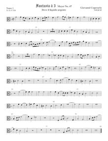 Partition ténor viole de gambe 1, alto clef, Fantasia pour 5 violes de gambe, RC 68
