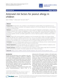 Antenatal risk factors for peanut allergy in children