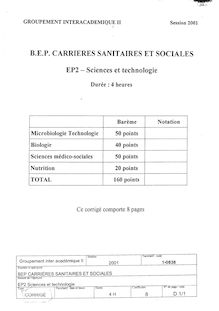 Corrige BEP SOCIAL Sciences et technologies 2001