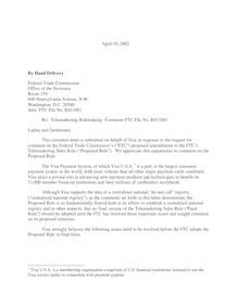 Telemarketing Rulemaking--Comment FTC File No. R411001