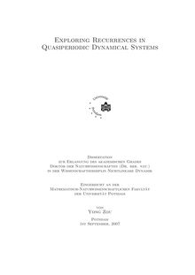 Exploring recurrences in quasiperiodic systems [Elektronische Ressource] / von Yong Zou